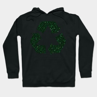 Dark Green Faux Glitter Recycle Symbol Hoodie